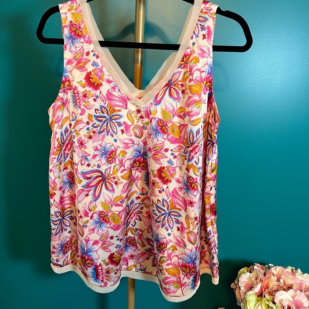 Kori Pink Tank Top with Floral Print